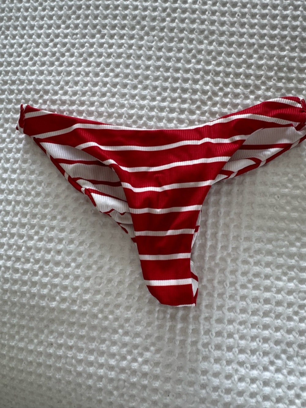 Striped Red & White Bikini Bottom - Women Swim